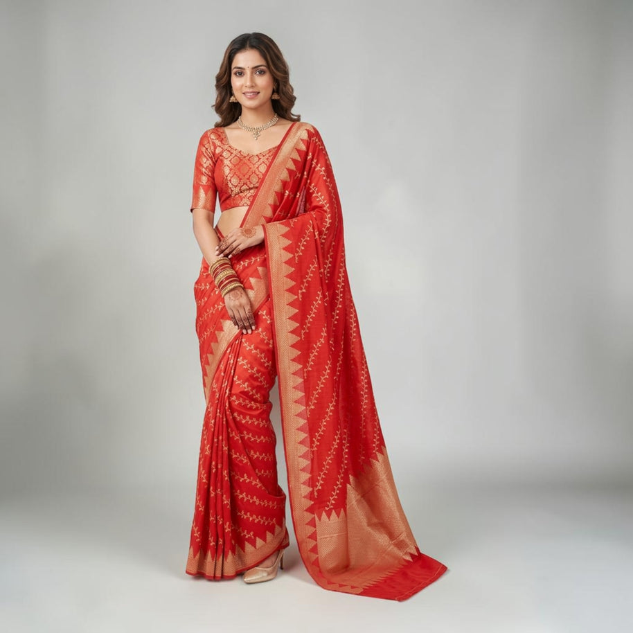 Red Golden Silk Saree