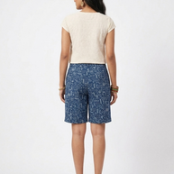 Blue Handblock Print Cotton Shorts
