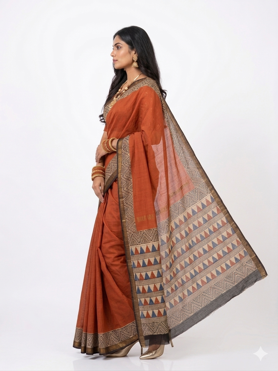Maroon Plain Maheswari Silk Saree