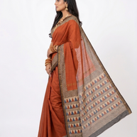 Maroon Plain Maheswari Silk Saree