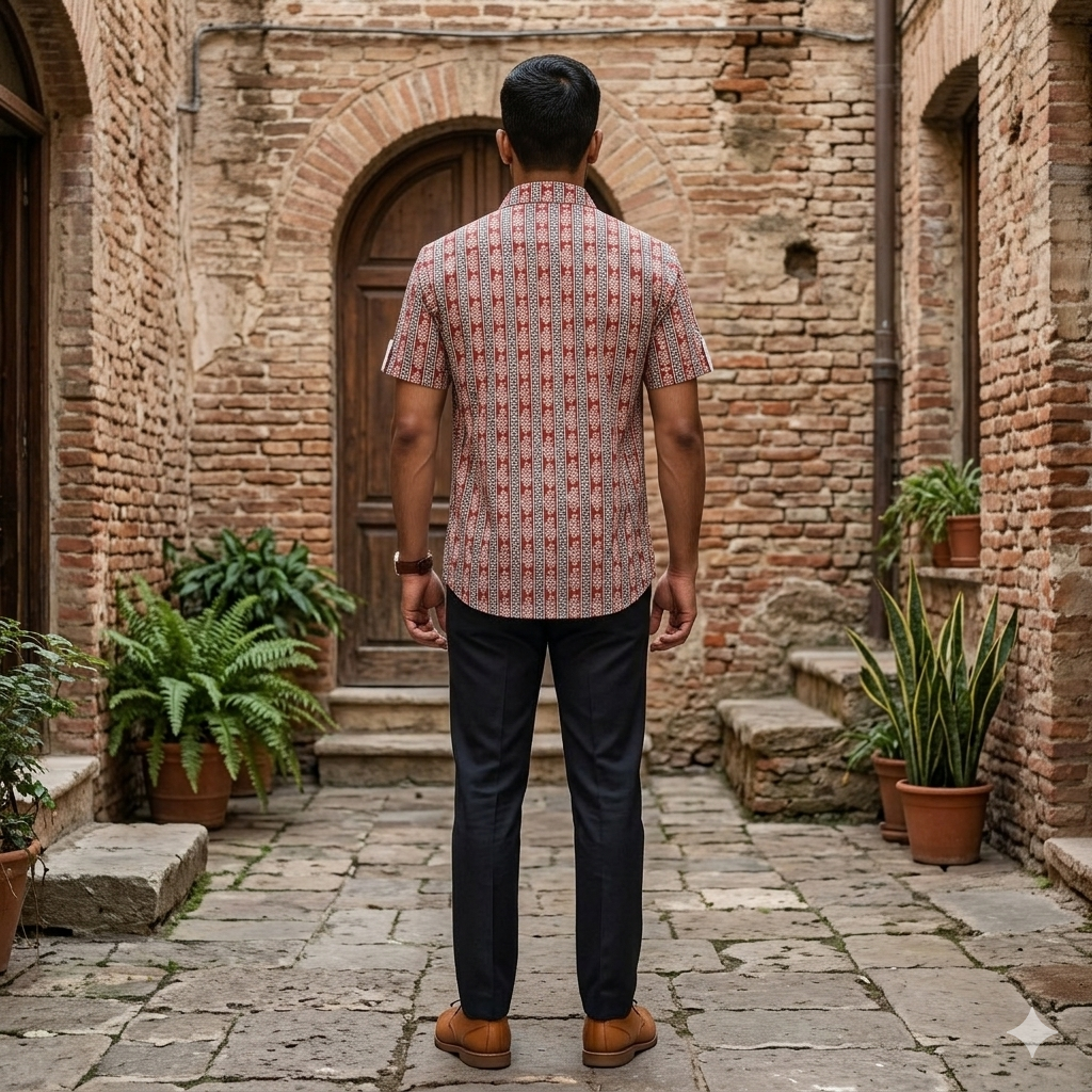 Artsy Hand Block Print Mens Shirt