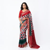 White Red Pasapali Handloom Saree
