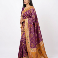 Purple Mustard Zari Work Silk Saree