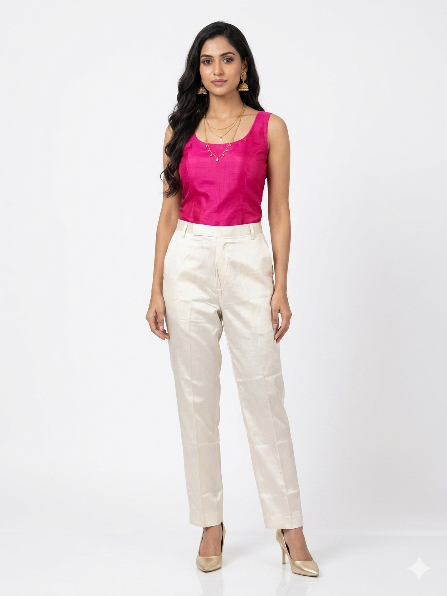 Cream Straight Mashru Pant