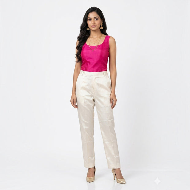 Cream Straight Mashru Pant