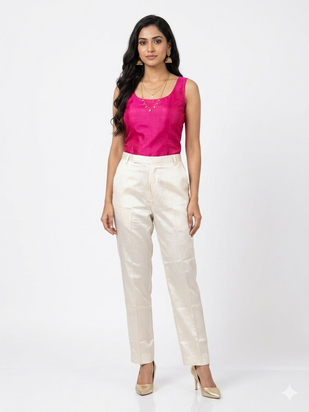 Cream Straight Mashru Pant