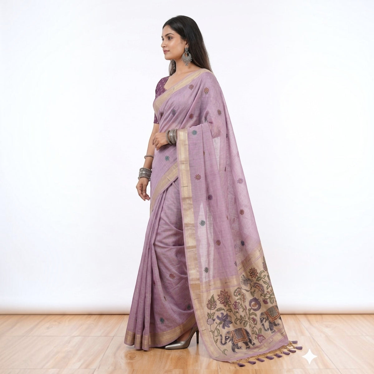 Purple Paithani Munga Cotton Saree
