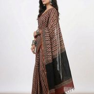 Offwhite Maroon Stripe Kota Cotton Saree