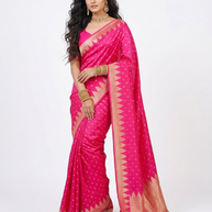 Pink Golden Buti Zari Work Silk Saree
