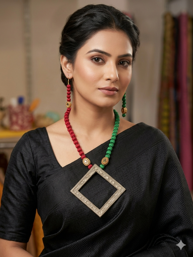 Dhokra Brass Frame Necklace