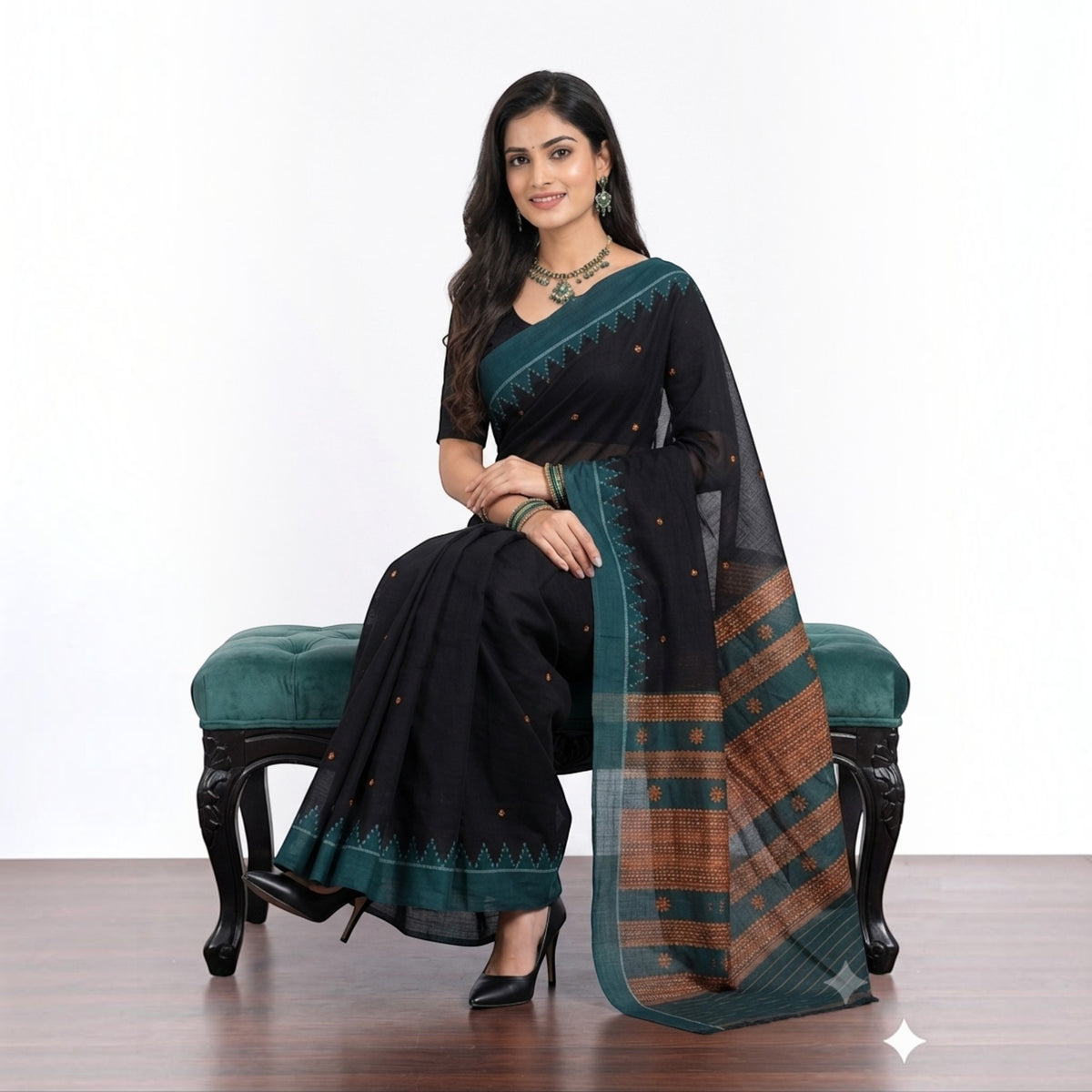 Black Kotpad Cotton Saree
