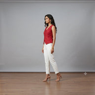Red Silk Bandhej Waistcoat