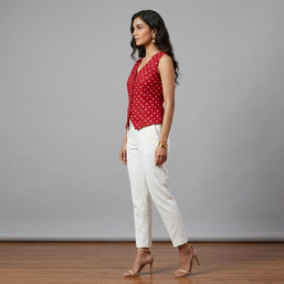 Maroon Silk Bandhej Waistcoat