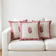 White Handblock Cotton Cushion