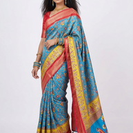 Blue Soft Litchi Silk Saree