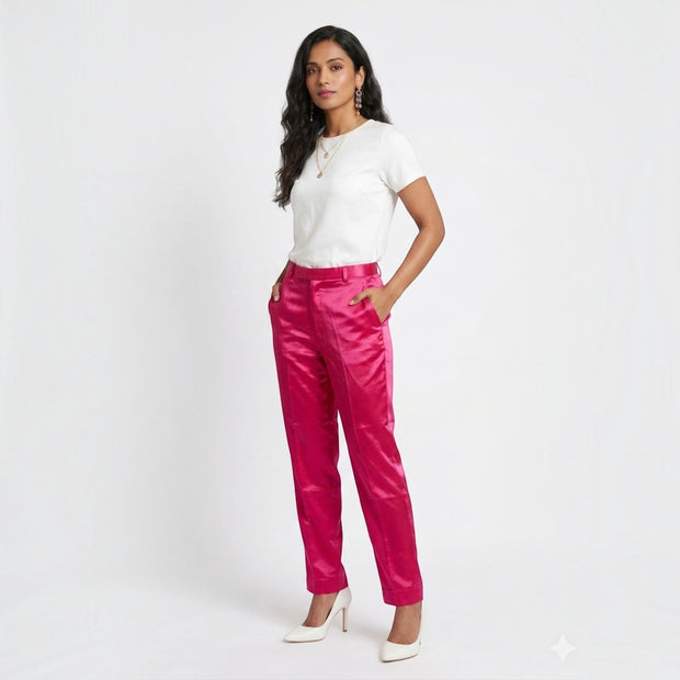 Rani Pink Straight Mashru Pant