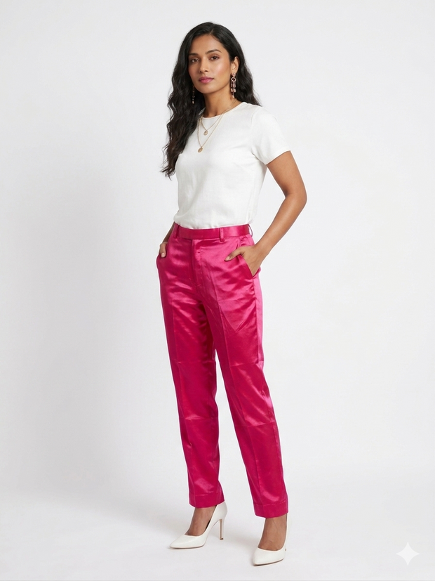 Rani Pink Straight Mashru Pant