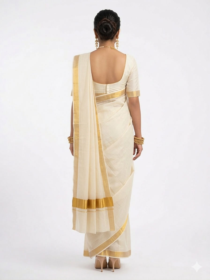 Malar Kasavu Handloom Cotton Saree