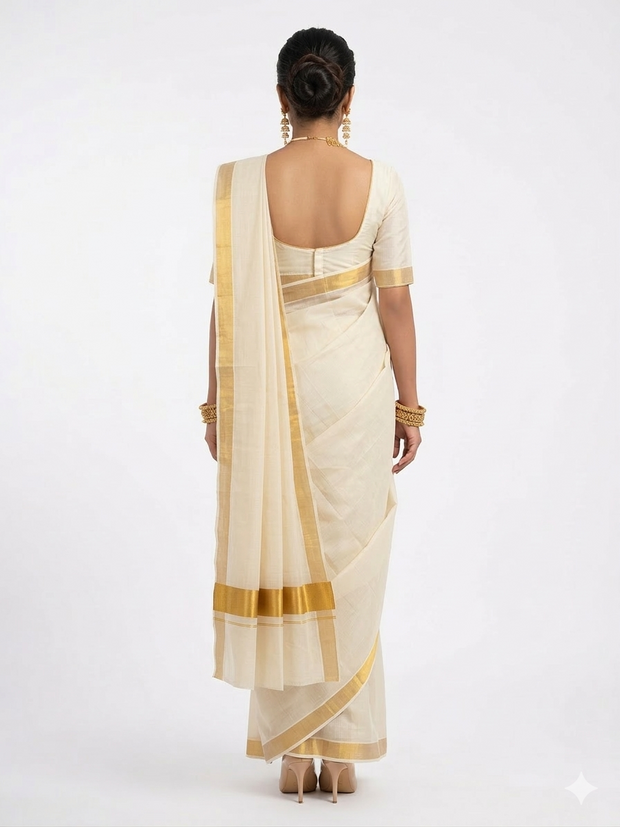Malar Kasavu Handloom Cotton Saree