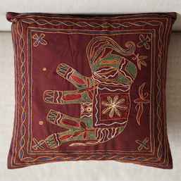 Maroon embroidery Cotton Cushion