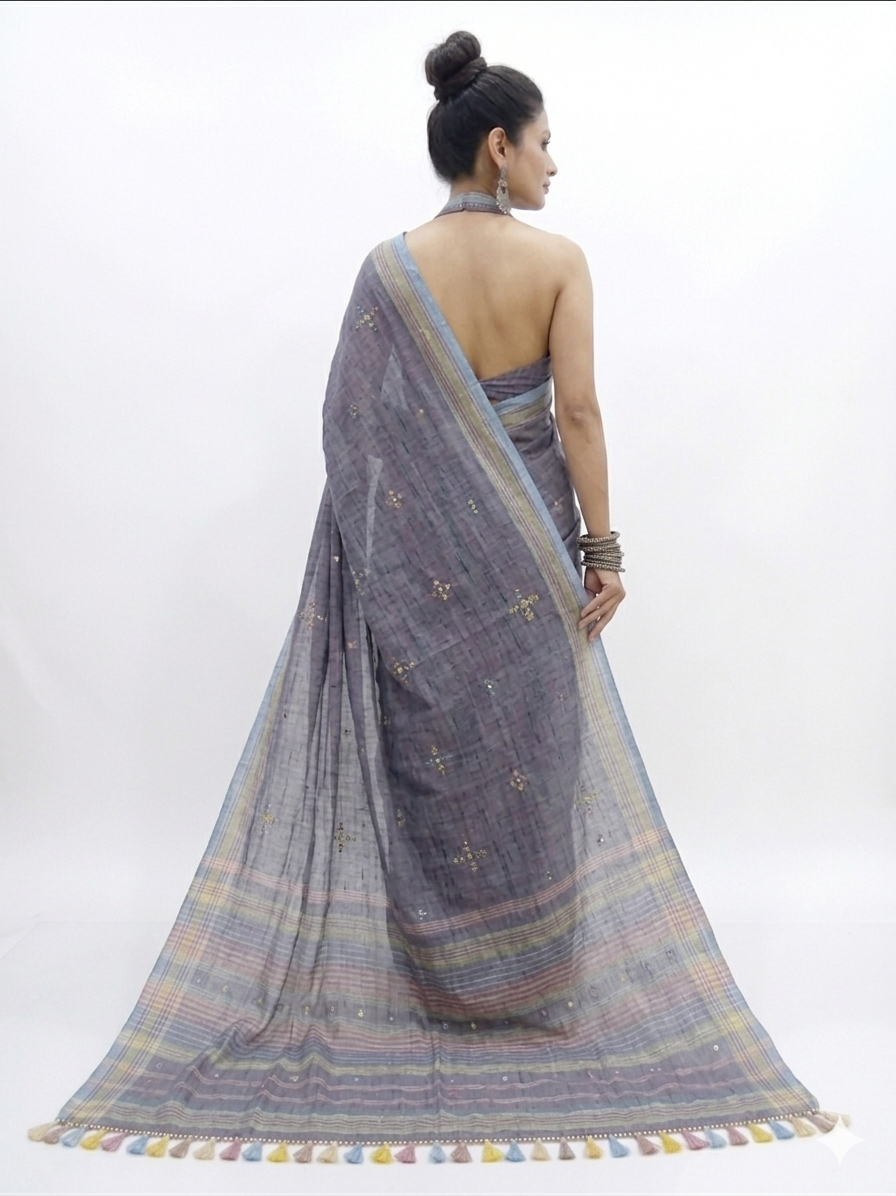 Purple Handloom Bhujodi Saree