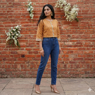 Orange Handblock Cotton Blouse