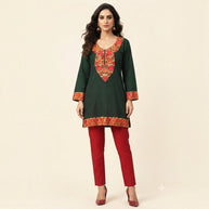 Dark Green Cotton Short Top