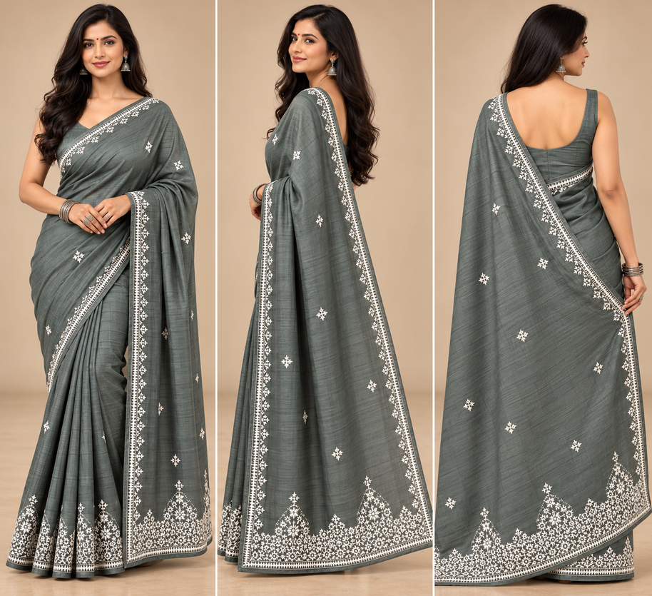 Sage Green Elegance Semi Tussar Saree