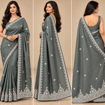 Sage Green Elegance Semi Tussar Saree