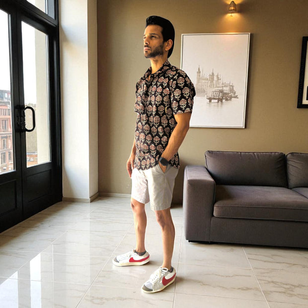 Artsy Hand Block Print Mens Shirt