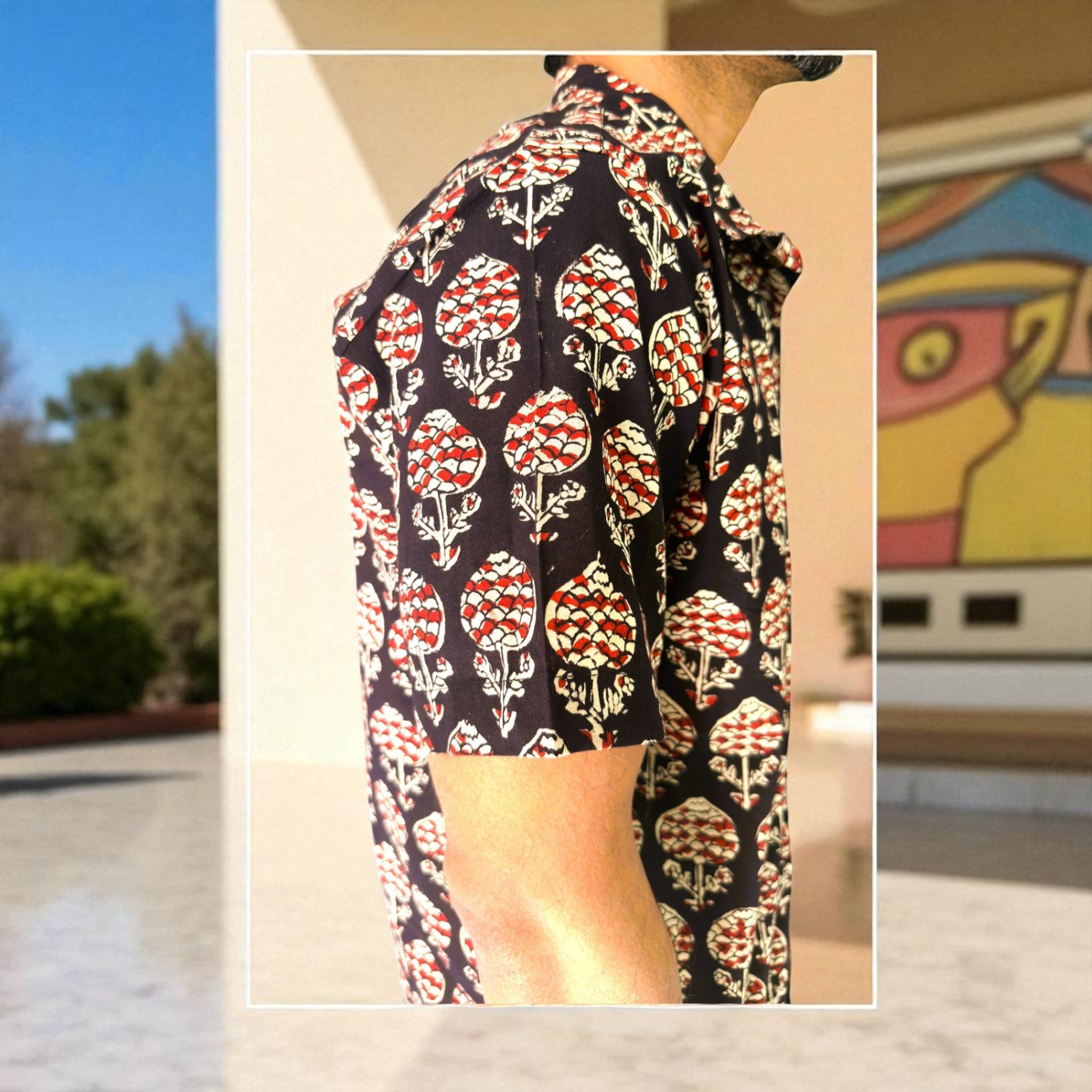 Artsy Hand Block Print Mens Shirt