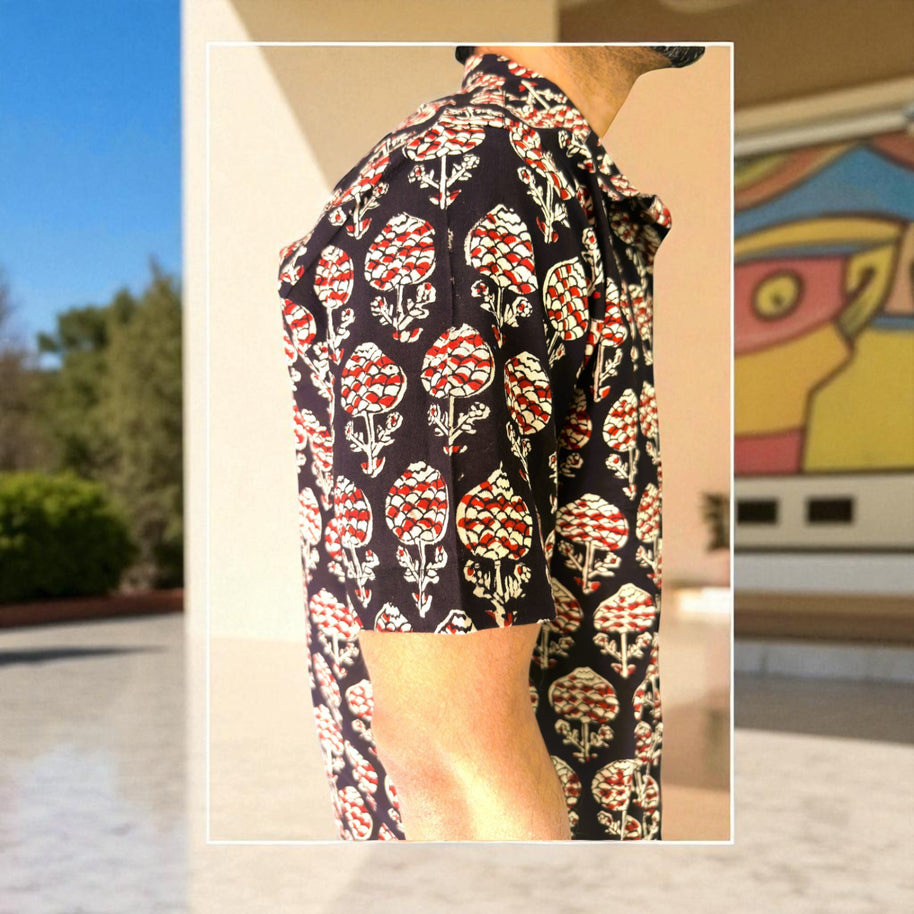 Artsy Hand Block Print Mens Shirt