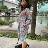 Neelira Handblock Smocked Cotton Dress