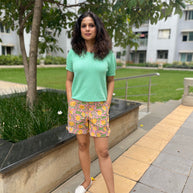 Hand Block Print Floral Shorts