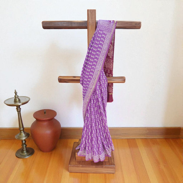 Neelika Handblock Cotton Chanderi Saree