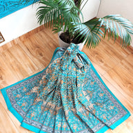 Blue Musturd Handblock Print Double Bedsheet