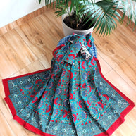 Green Multi Handblock Print Double Bedsheet