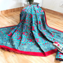 Green Multi Handblock Print Double Bedsheet