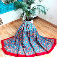 Royal Blue Maroon Handblock Print Double Bedsheet