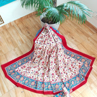White Musturd Handblock Print Double Bedsheet