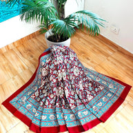 Maroon White Handblock Print Double Bedsheet