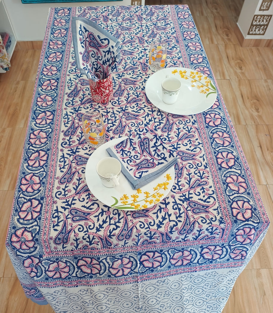 Handblock Print Cotton 6 Seater Rectangular Table Cover