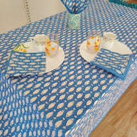 Handblock Print Cotton 6 Seater Rectangular Table Cover