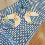 Handblock Print Cotton 6 Seater Rectangular Table Cover