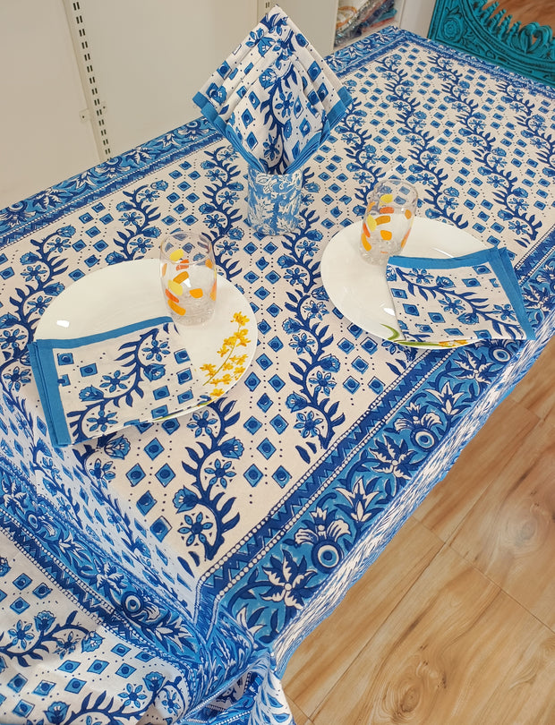 Handblock Print Cotton 6 Seater Rectangular Table Cover