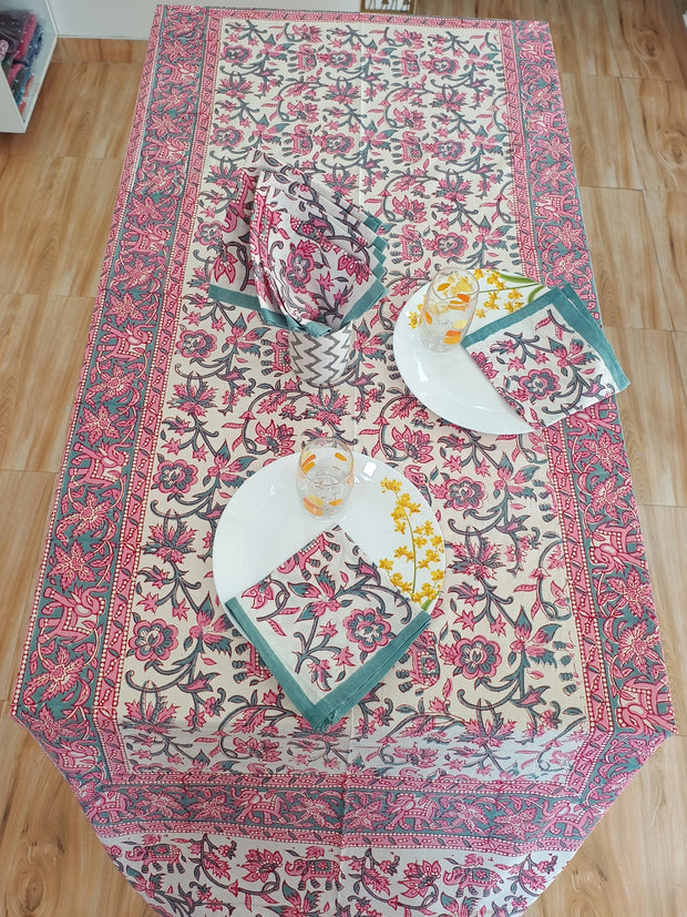 Handblock Print Cotton 6 Seater Rectangular Table Cover