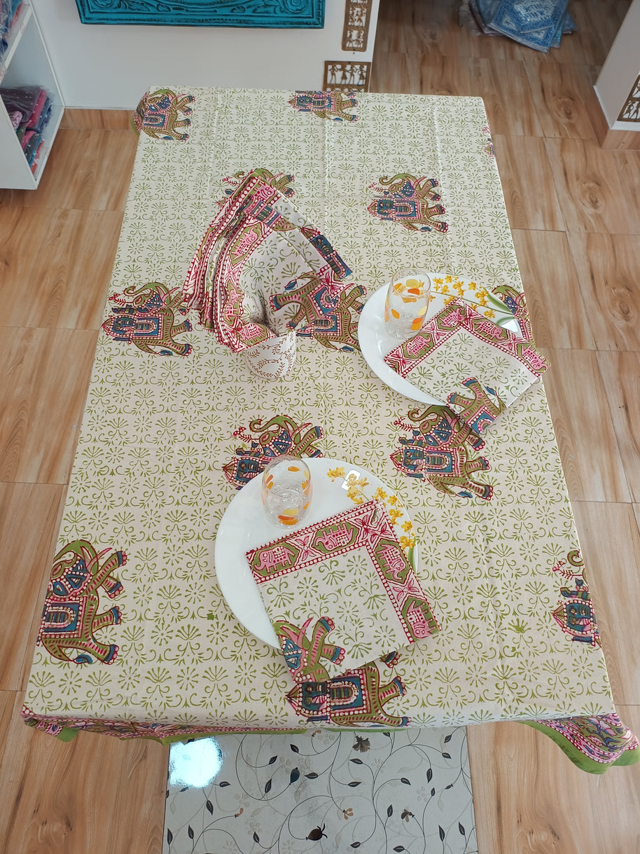 Handblock Print Cotton 8 Seater Round Table Cover