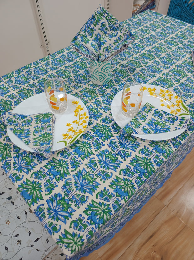 Handblock Print Cotton 8 Seater Round Table Cover