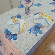 Handblock Print Cotton 6 Seater Rectangular Table Cover