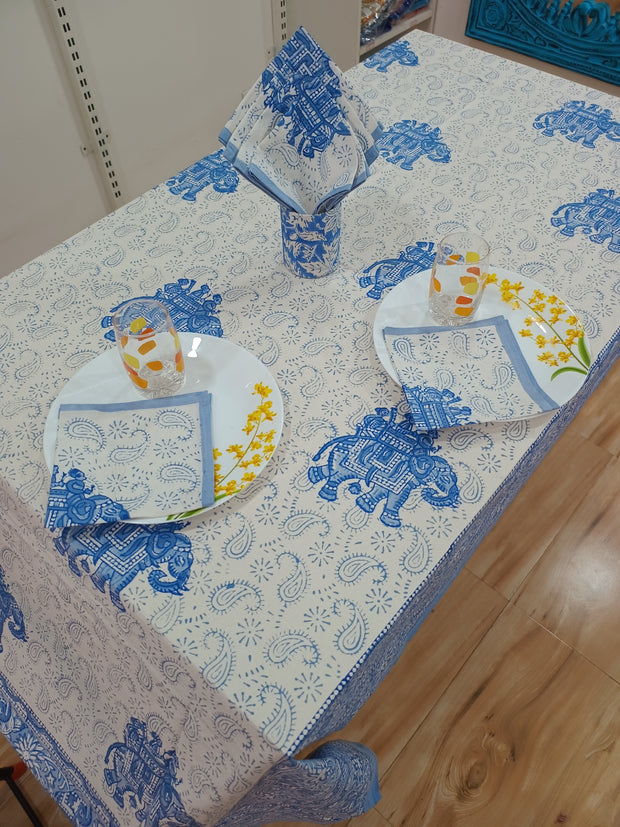 Handblock Print Cotton 6 Seater Rectangular Table Cover